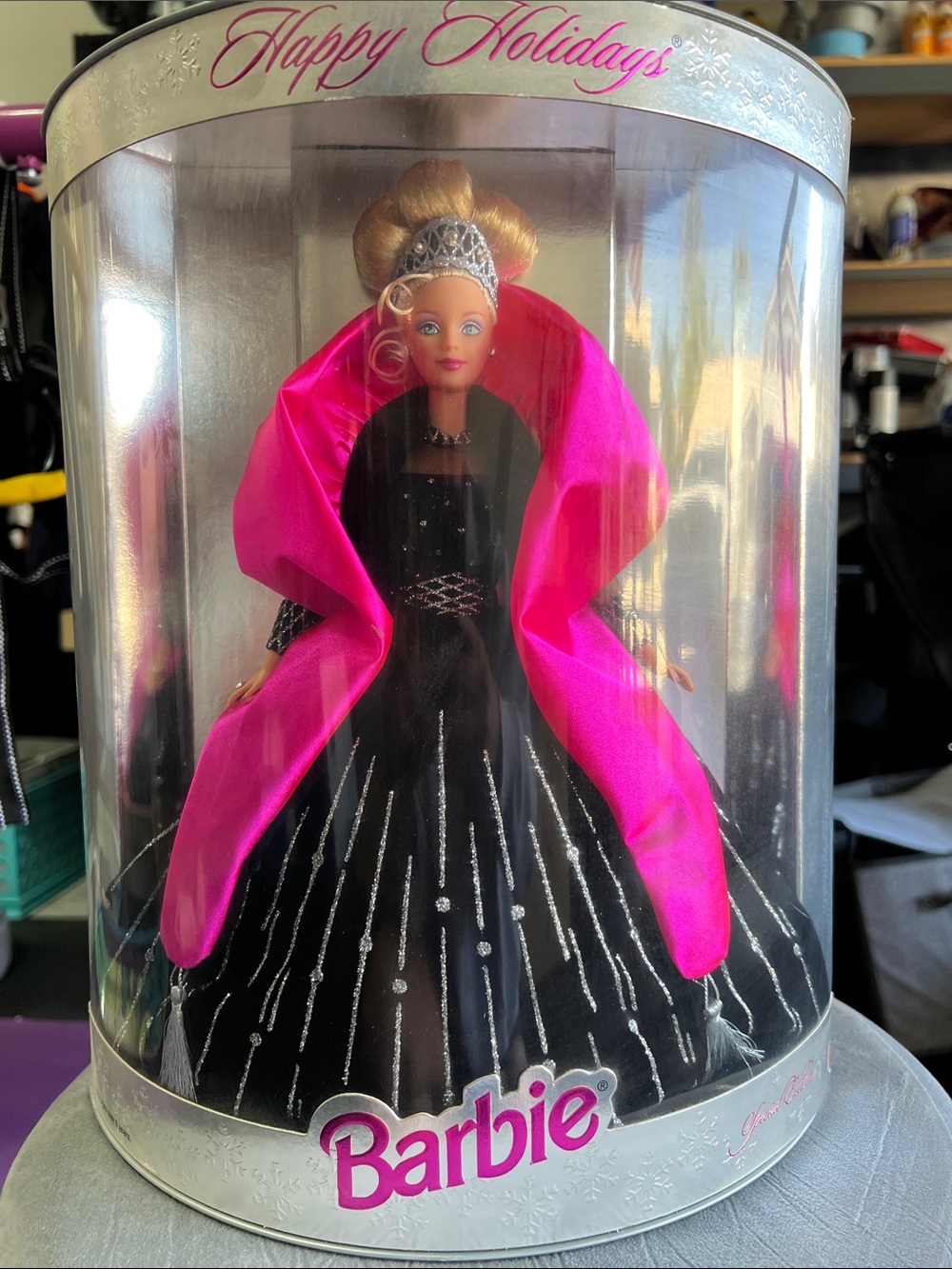 Holiday Barbie Black Evening Gown with Hot Pink Cape